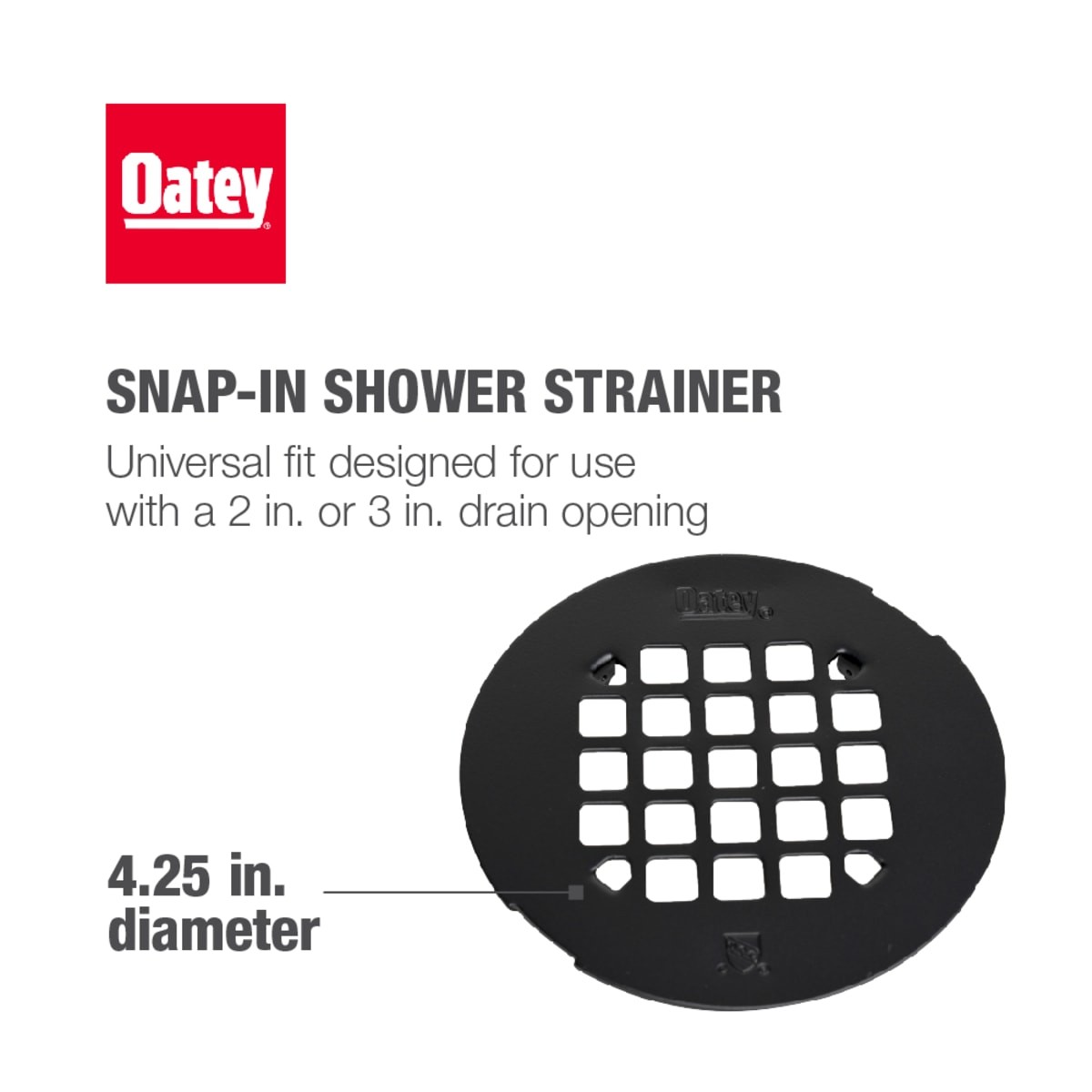 Oatey 42422 4-1/4″ Snap-Tite Strainer Matte Black