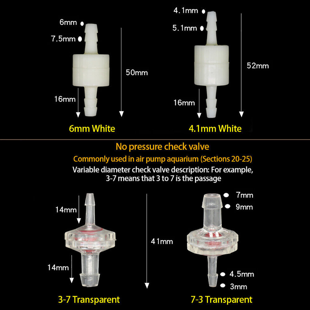 3mm to 12mm Plastic Check Valve One Way Non-return Valve Oil Gas Water Air