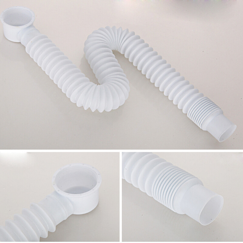 Bathtub Drain Tube Plastic Waste Pipe Home Bathroom Kit Replacement Retractable