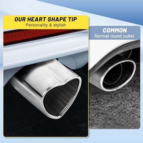 Heart Exhaust Tip 2.5″ Inlet, Adjustable Stainless Steel Single Pipe- Silver