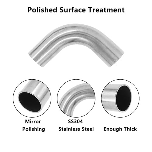 90 Degree Exhaust Tube, 304 Stainless Steel Exhaust Pipe,Polished Mandrel Bend