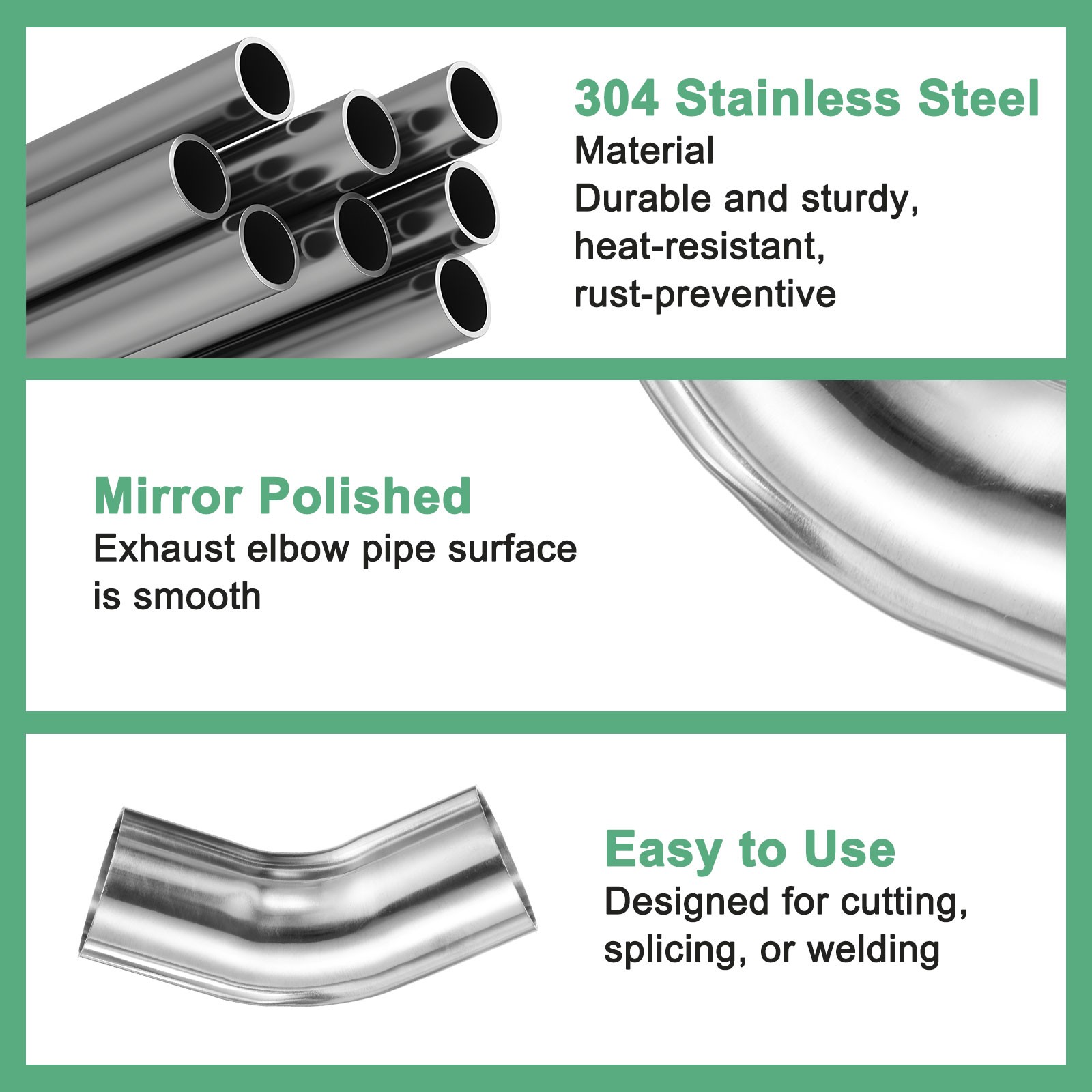 OD 2.2 Inch 45 Degree Mandrel Bend Elbow, Thicken 2 mm Height 155 mm