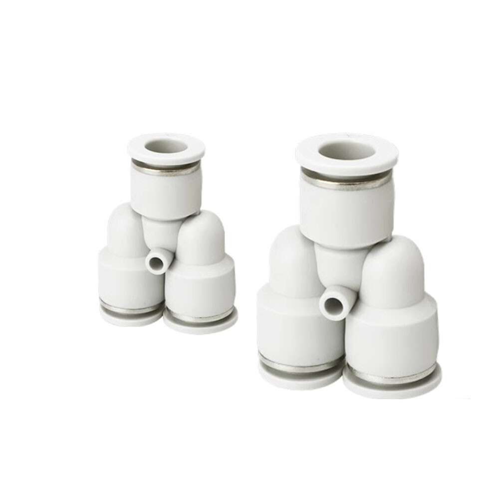 Pneumatic Push In Fittings Hose Tube Stem Join Adapter Tee Quick Connector White