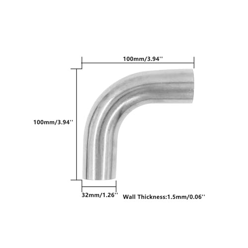 90 Degree Exhaust Tube, 304 Stainless Steel Exhaust Pipe,Polished Mandrel Bend