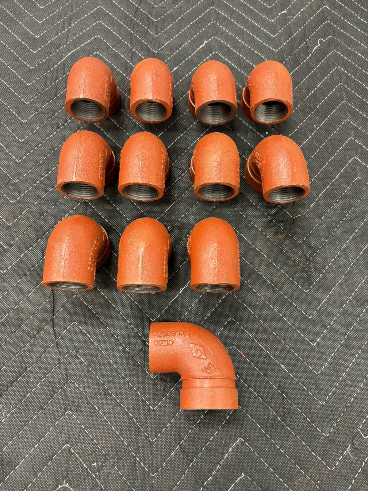 Victaulic (Like Gruvlok) 90 Degree Reducing Elbow Orange Enamel Ductile Iron