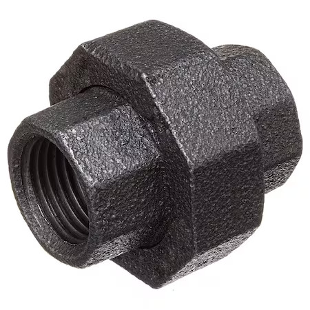 Zoro Select 793Fd9 Straight Black Coated Malleable Iron Pipe Fitting, 1-1/4″,