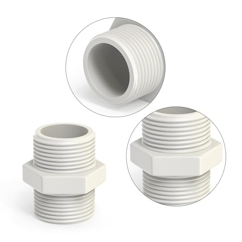 10Pcs 1″ PVC Pipe Fittings Nipple, G 1 Male X G 1 Male PVC Coupling 1″,10Pcs