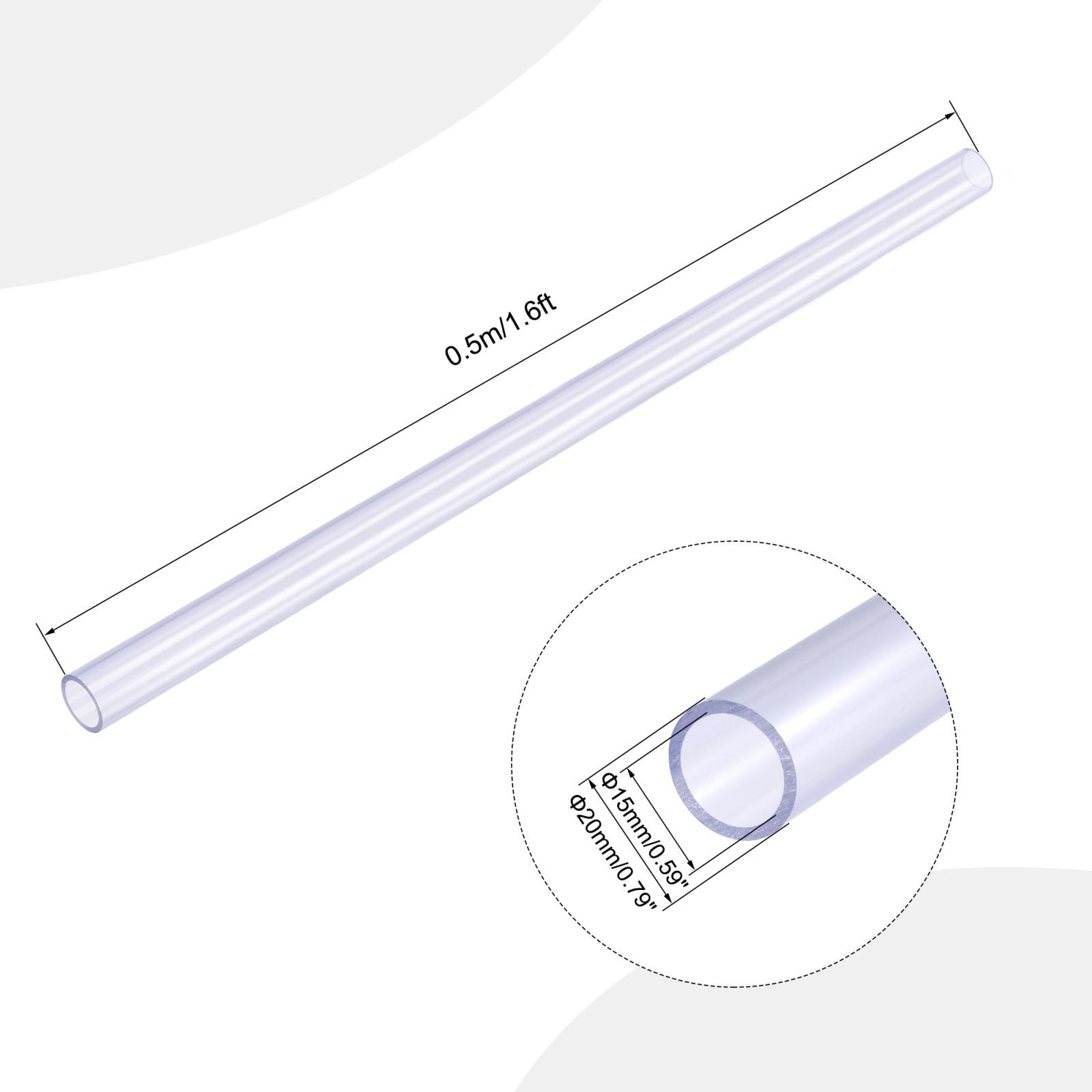 Clear PVC Pipe 15mm ID x 20mm OD 0.5m Rigid Water Pipe