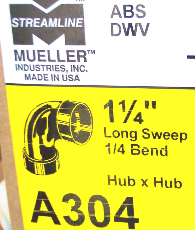 QTY-3 02870 1-1/4″ LONG SWEEP 1/4 BEND ELBOW ABS DWV A304 3 PC LOT