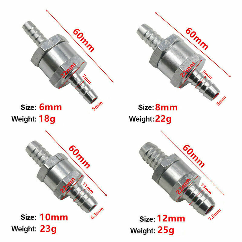 Non Return Valve One Way Inline 6mm 8mm 10mm Fuel Air Water Pipe Tube Hose New