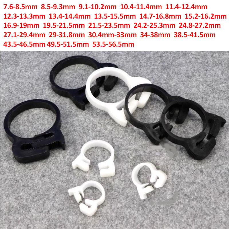 7.6mm to 56.5mm Plastic Clip Snap Ratchet Hose Pipe Clamp Fittings Tube Fastener