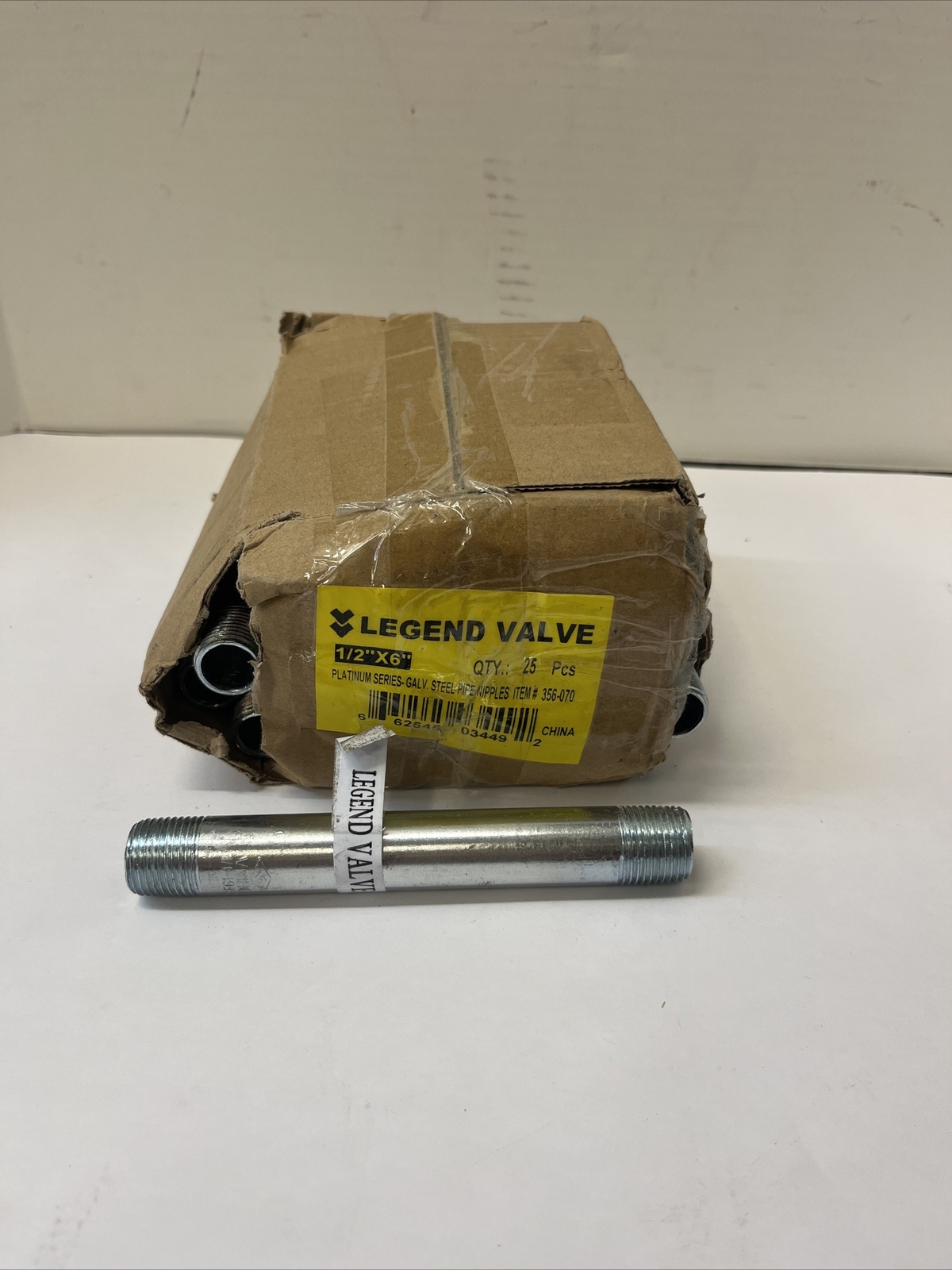 Qty:25 Legend Valve 356-070 Platinum Series Galv. Steel Pipe Nipples 1/2″ x 6″