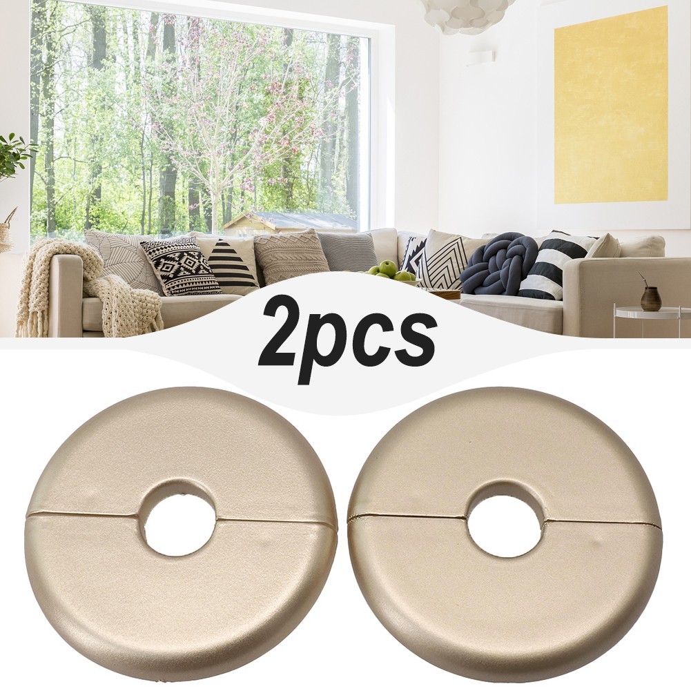 2Pcs Plastic Radiator Pipe Covers Collar White/Black/Silver/Gold Dia.15mm 70mm