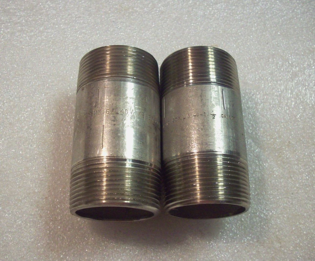 (2) pcs. 1-1/2″ Mnpt X 3-1/2″ Stainless Steel Pipe Nipples 304 and M316 Sch 40