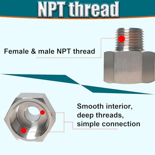 1/4 Inch Male to 1/2 Inch Female Reducer Adapter, 304 1/2 female X 1/4 male
