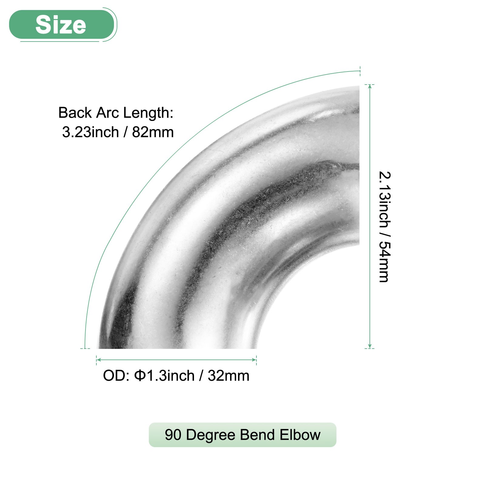 2-Pack OD 1.3 Inch 90 Degree Mandrel Bend Elbow, Thicken 1.5 mm Height 54 mm