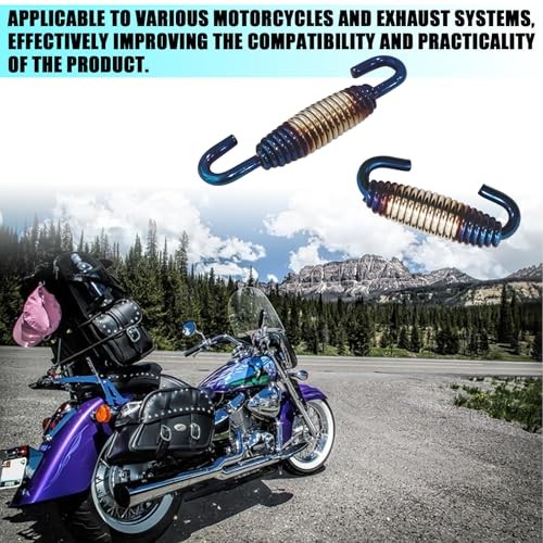 Motorcycle Exhaust Spring with Swivel Hooks, 40-60 mm Extended Silver Blue