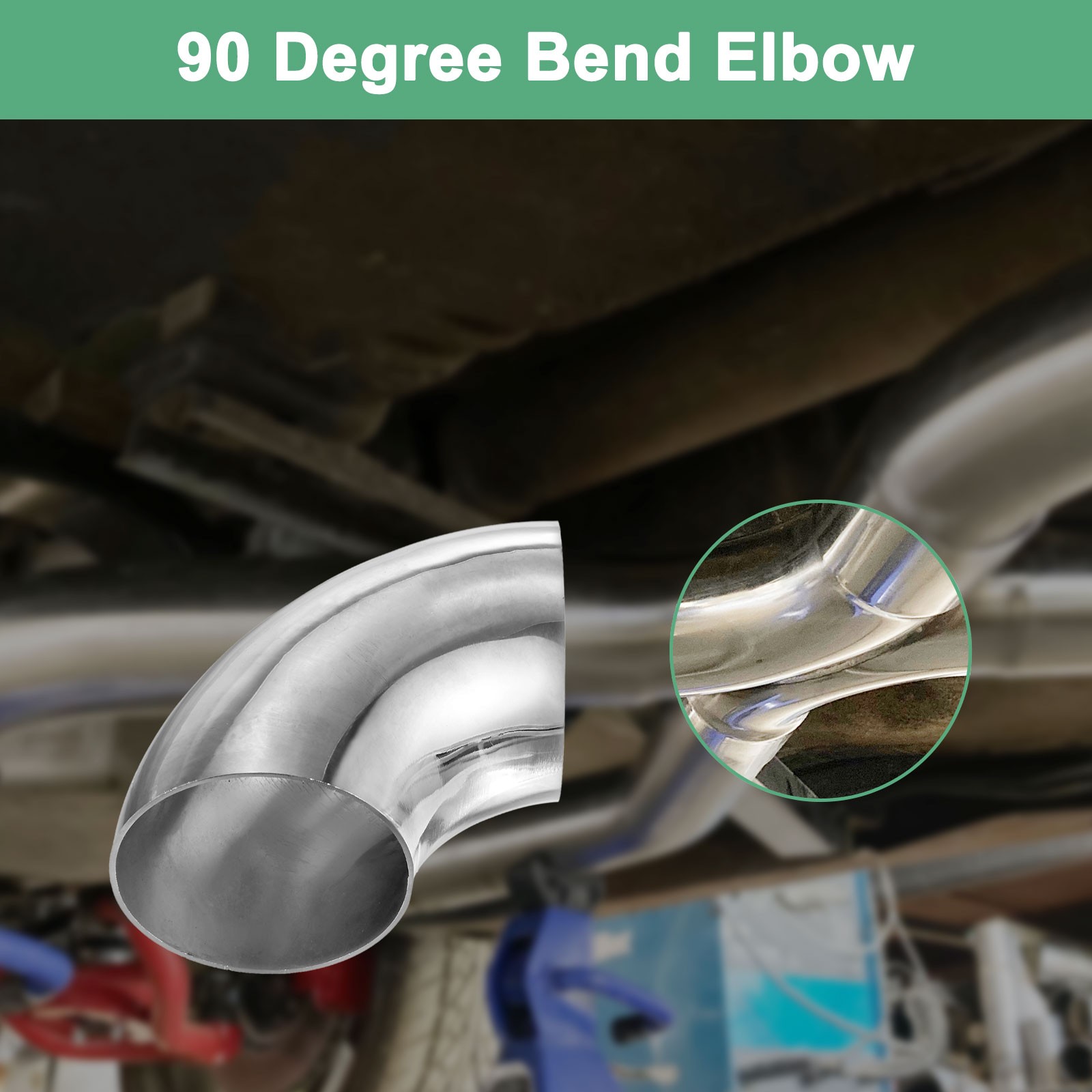 2-Pack OD 2.5 Inch 90 Degree Mandrel Bend Elbow, Thicken 1.5 mm Height 95 mm