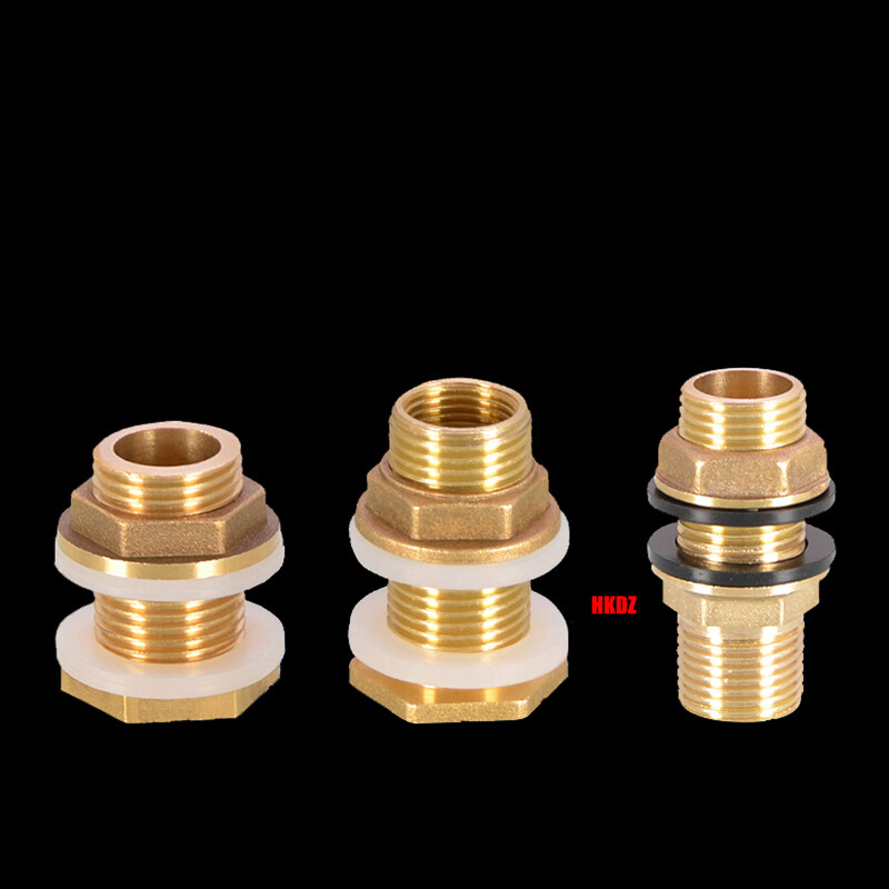 Brass Water Tank Connector Bulkhead Fittings Male/Female Thread Adapter 1/2″~2″
