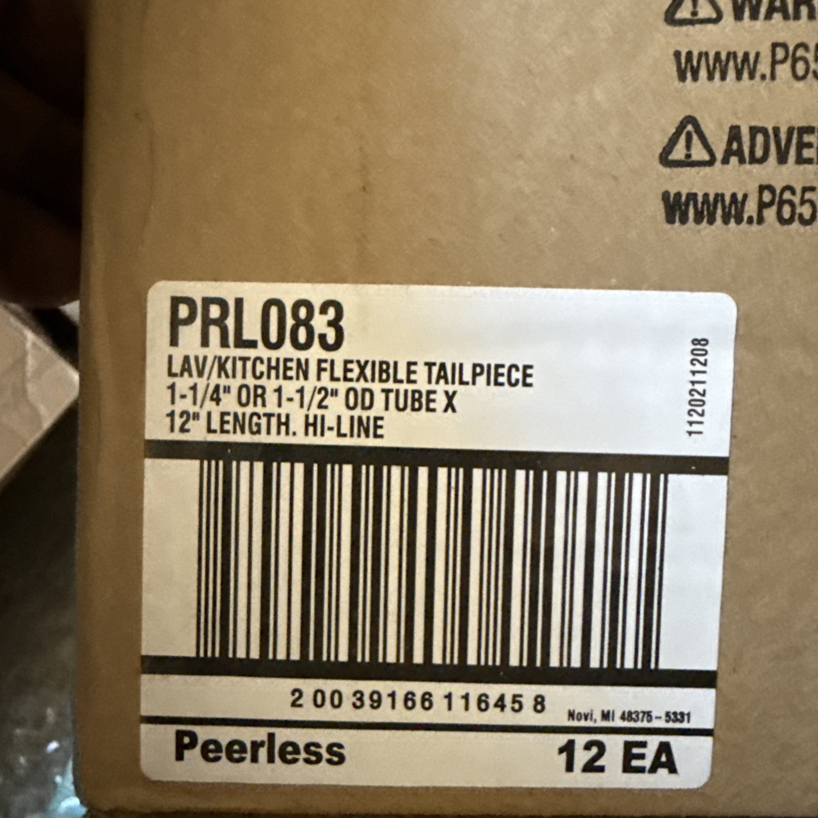 (Box of 12)PEERLESS PRL083 Flex Kit SinkTRAP EXTEN TUBE PIPE 1 1/4″ or 1 1/2″