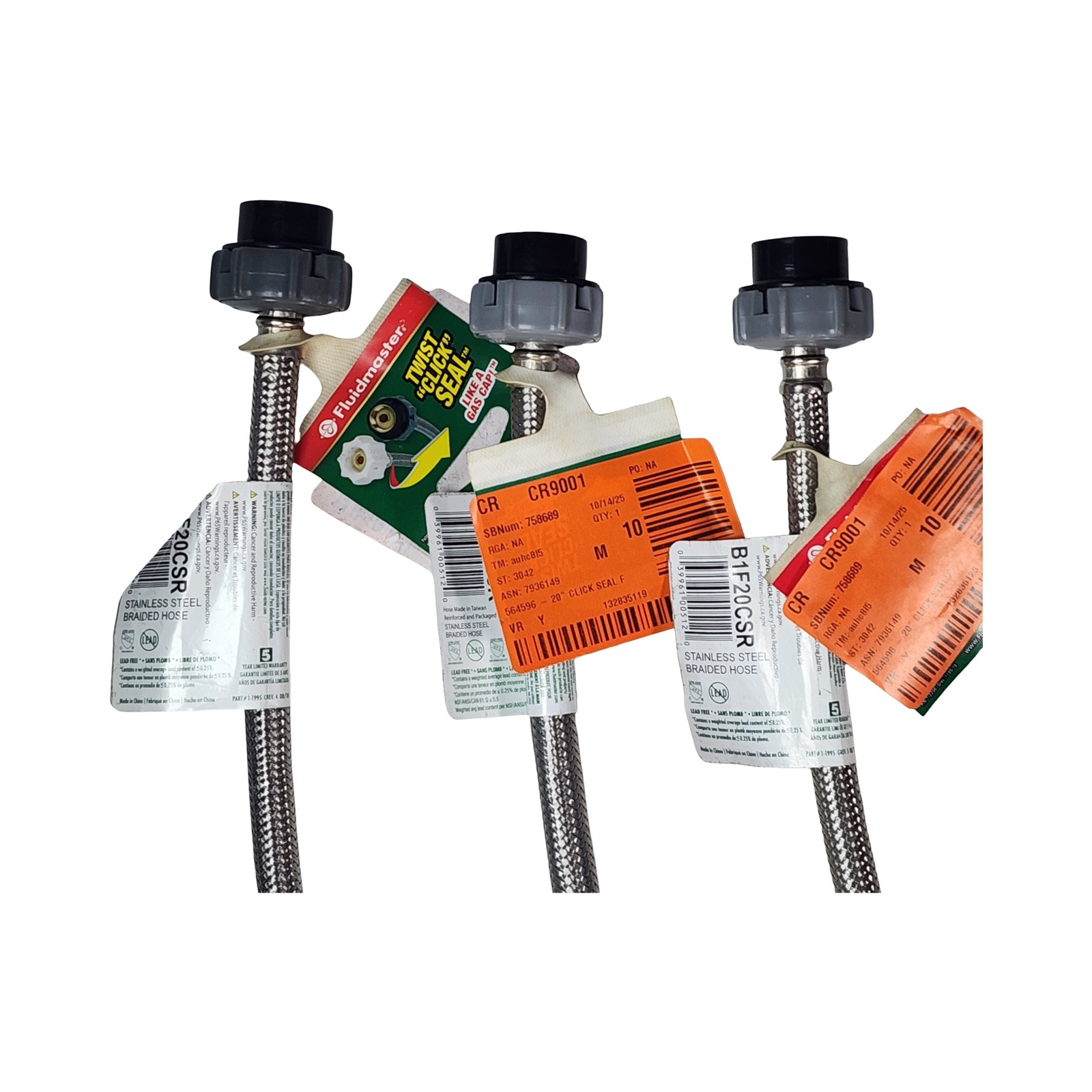 3 Pack Fluidmaster B1F20CSR Click Seal Faucet Water Supply Line 1/2″ FIP x 3/8″