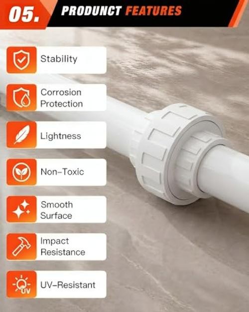 Pcs PVC Union Coupling, Socket x Socket | Fits Standard 3/4″ SCH 40 3/4 Inch 10