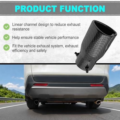 Car Exhaust Tip 2.5 inch Inlet, Adjustable Stainless Steel Exhaust Pipe, Black