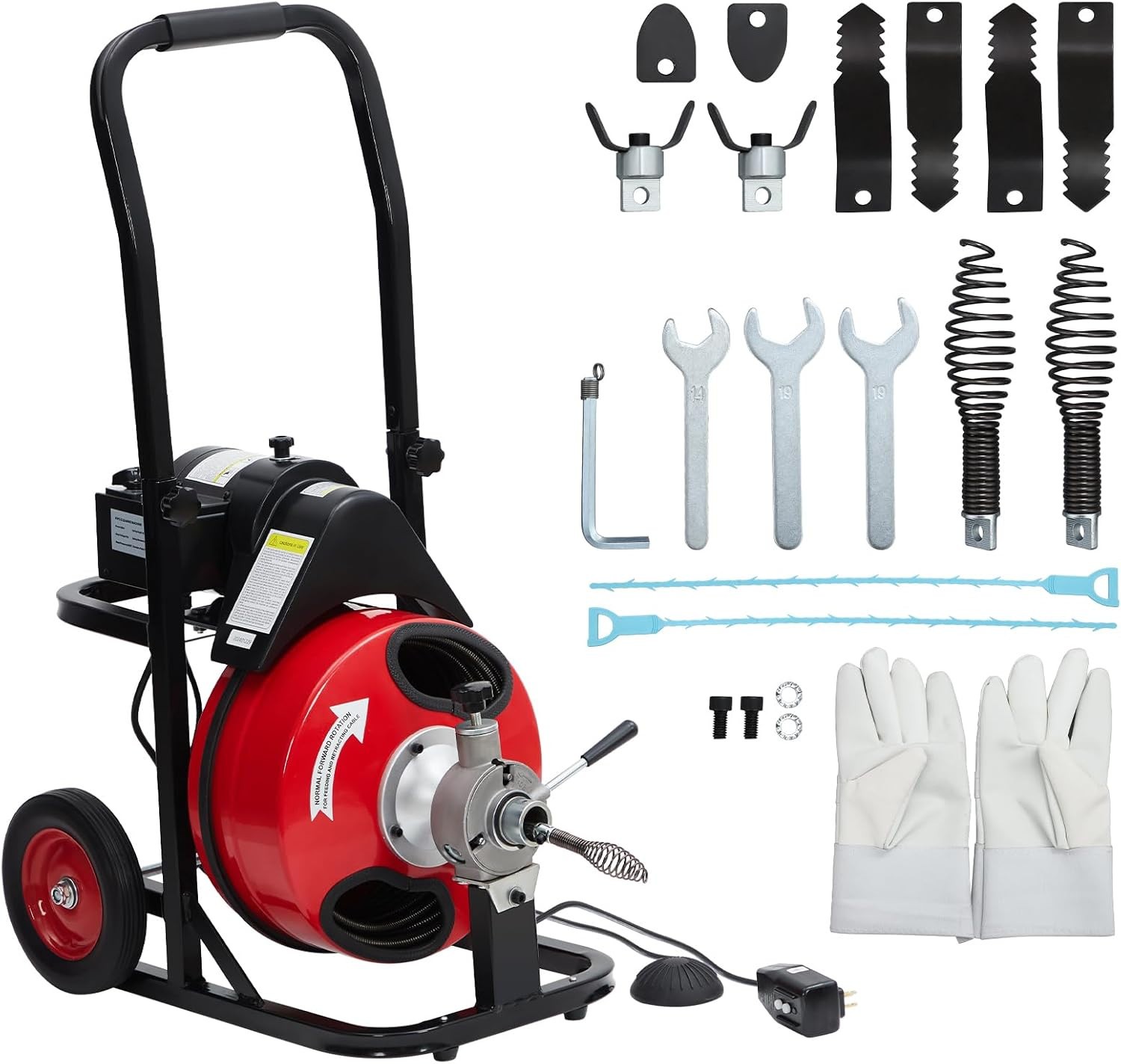 Auto Feed Drain Cleaner Machine 1/2″ 3/8″ Portable Sewer Snake Auger 75FT/100FT