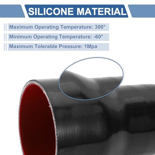 ID 3 to 4 Inch Silicone Reducer Straight 3 to 4″(76mm to 102mm)ID Black,Red