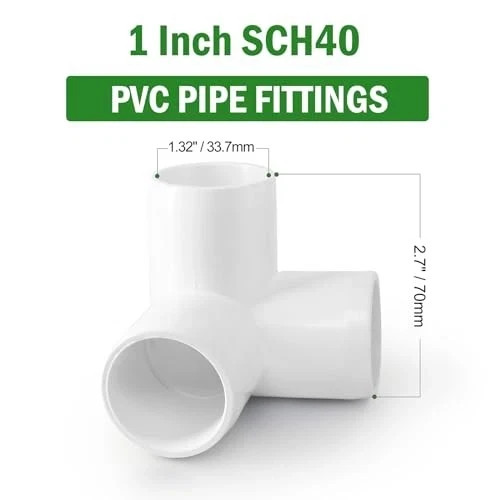 3 Way PVC Pipe Fittings PVC Elbow Corner Side Outlet Tee 1 Inch 4 White
