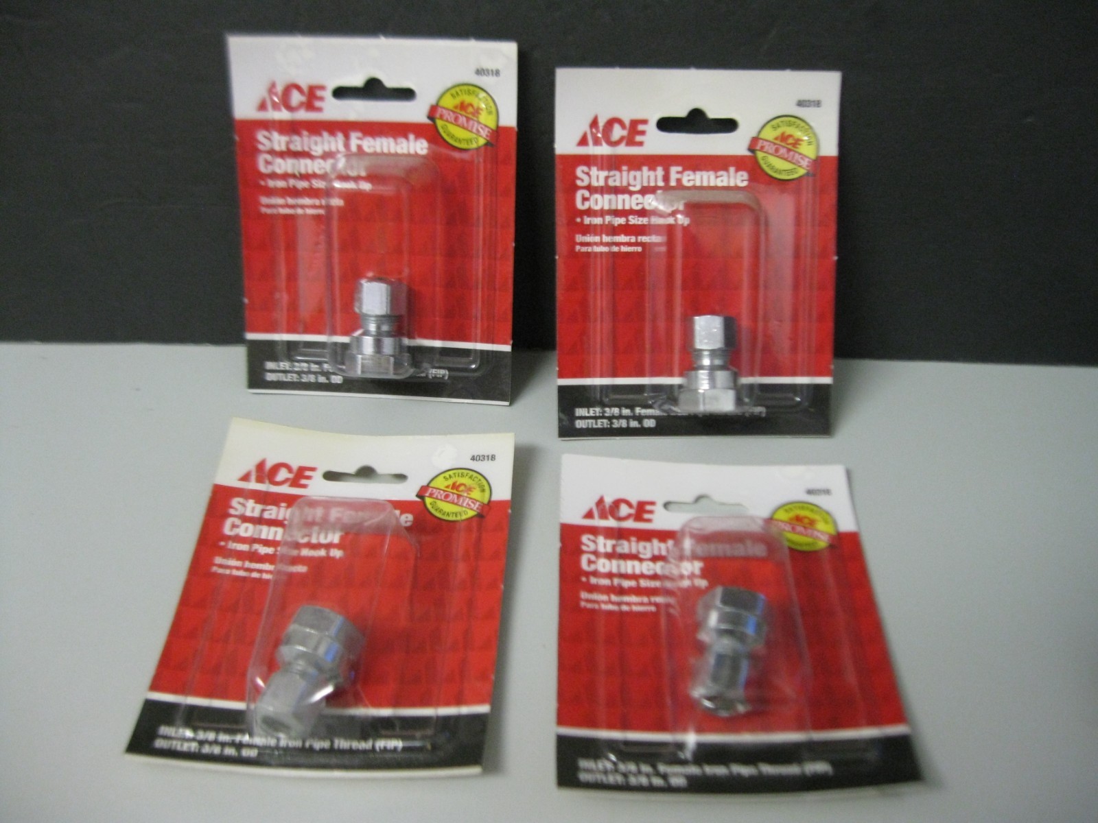 Ace Lot of 5 Straight Female Connector Iron Pipe Size Hook up 3/8 in OD 40318