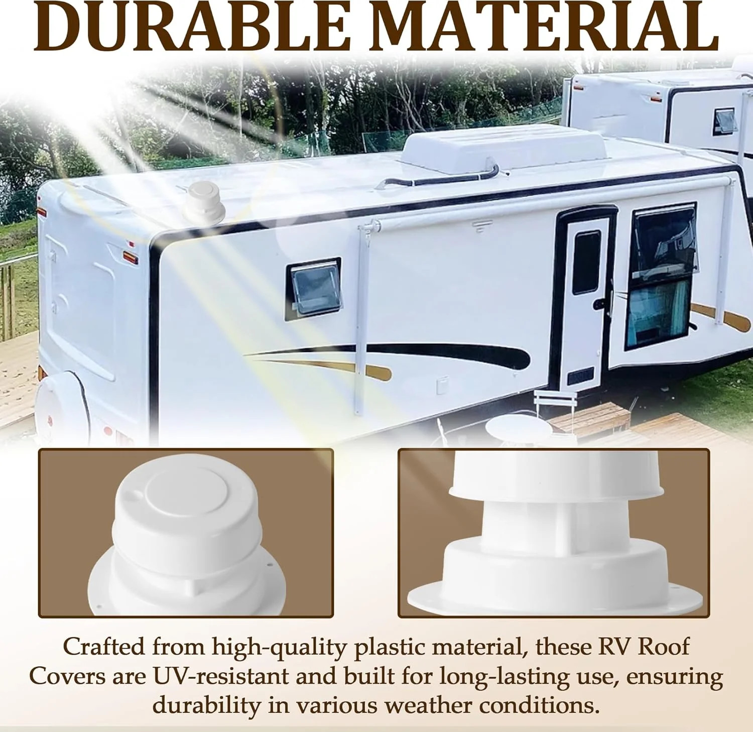 (2 Pack, White RV Roof Vent Cover Kits with Putty Tape and Screws, Camper Vents
