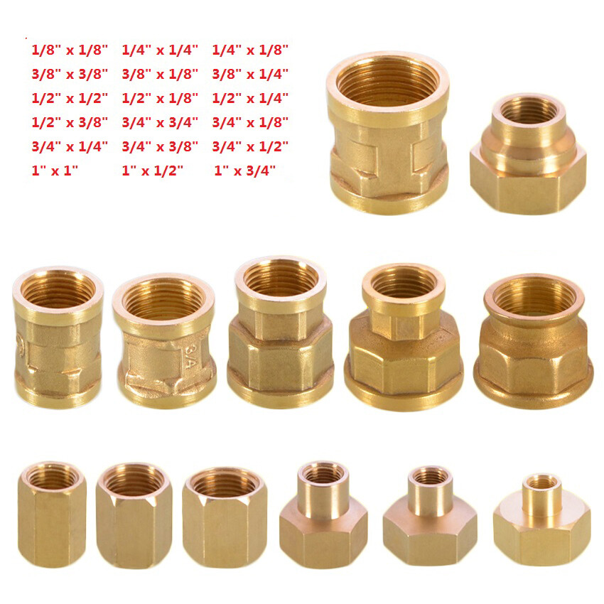 Brass BSP 1/8″ 1/4″ -1″ Female Thread Pipe Fittings Reducing Connector Adapter