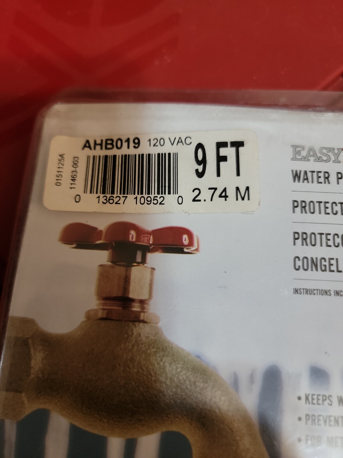 Easy Heat AHB-019 9 Foot Water Pipe Freeze Protection Heating Cable Heat Tape