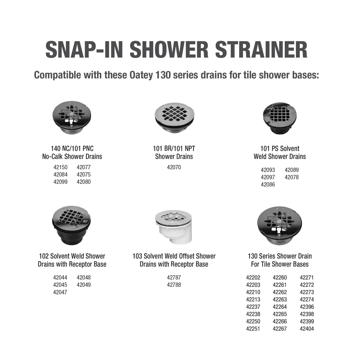 Oatey 42422 4-1/4″ Snap-Tite Strainer Matte Black