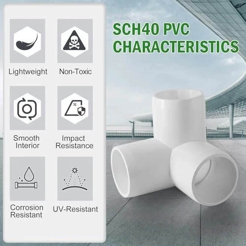 3 Way PVC Pipe Fittings PVC Elbow Corner Side Outlet Tee 1 Inch 4 White