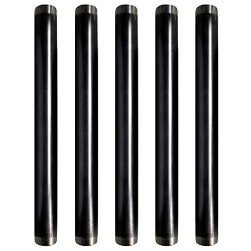 1/2 x 18 Inch Black Steel Pipe (5-Pack), Heavy Duty Industrial Malleable Iron