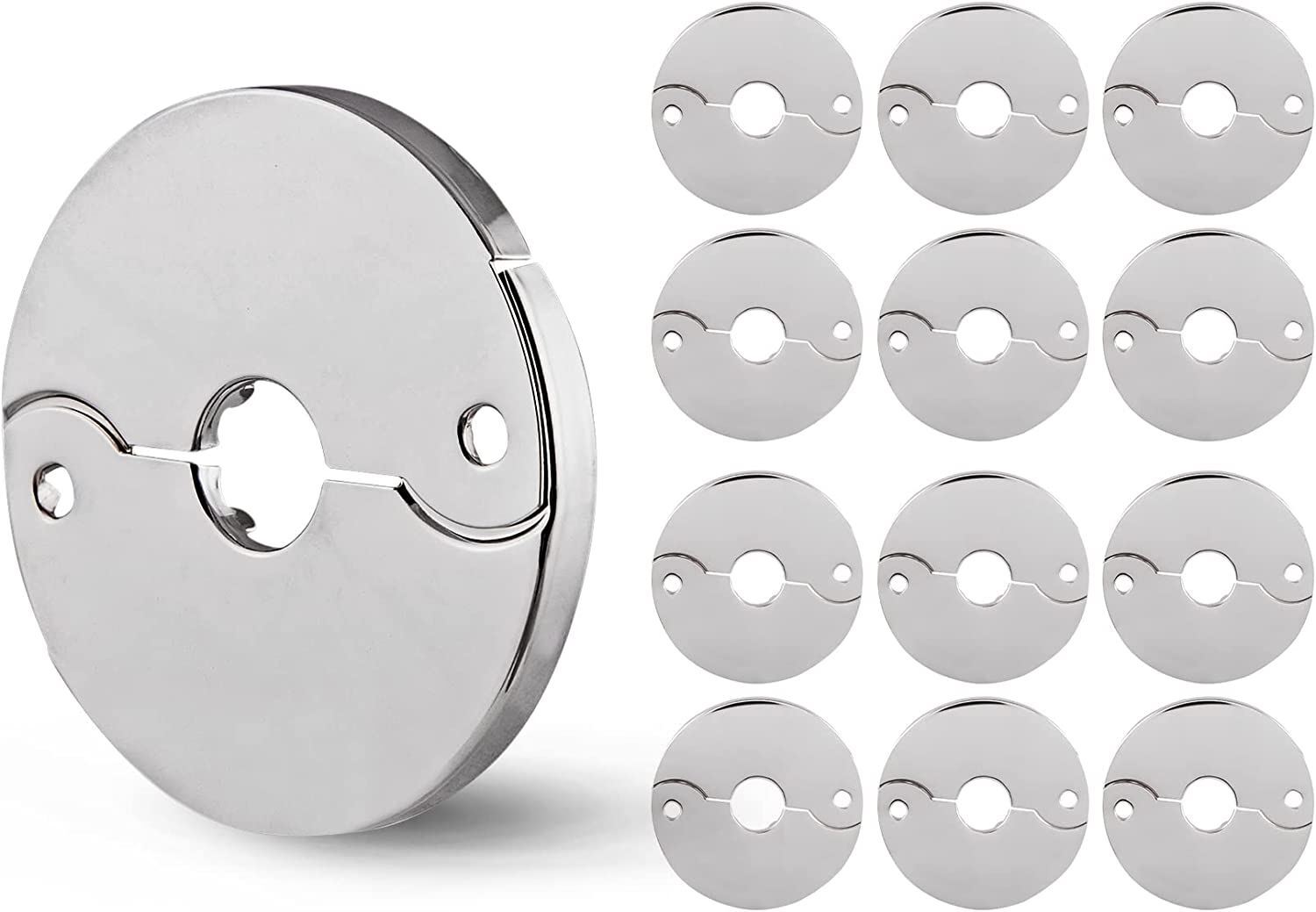 1/2″ IPS Floor/Ceiling Split Flange Escutcheon for Steel Pipes Chrome Plated,12