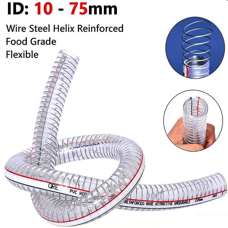 Food Grade Wire Reinforced Clear PVC Braided Hose Pipe Heavy Duty Air Water Fuel
