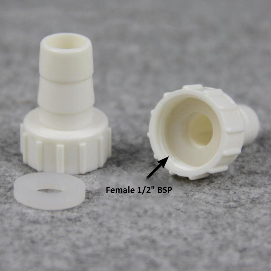 4-20mm 1/2″ BSP Female Straight × Barb Hose Connector Plastic Aquarium Air Fuel