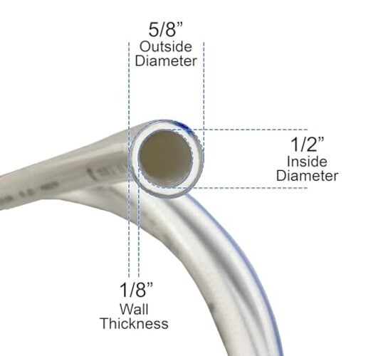 1/2″ ID x 5/8″ OD Heavy Duty Braided PVC Tubing Reinforced Hose, Non 50 Feet