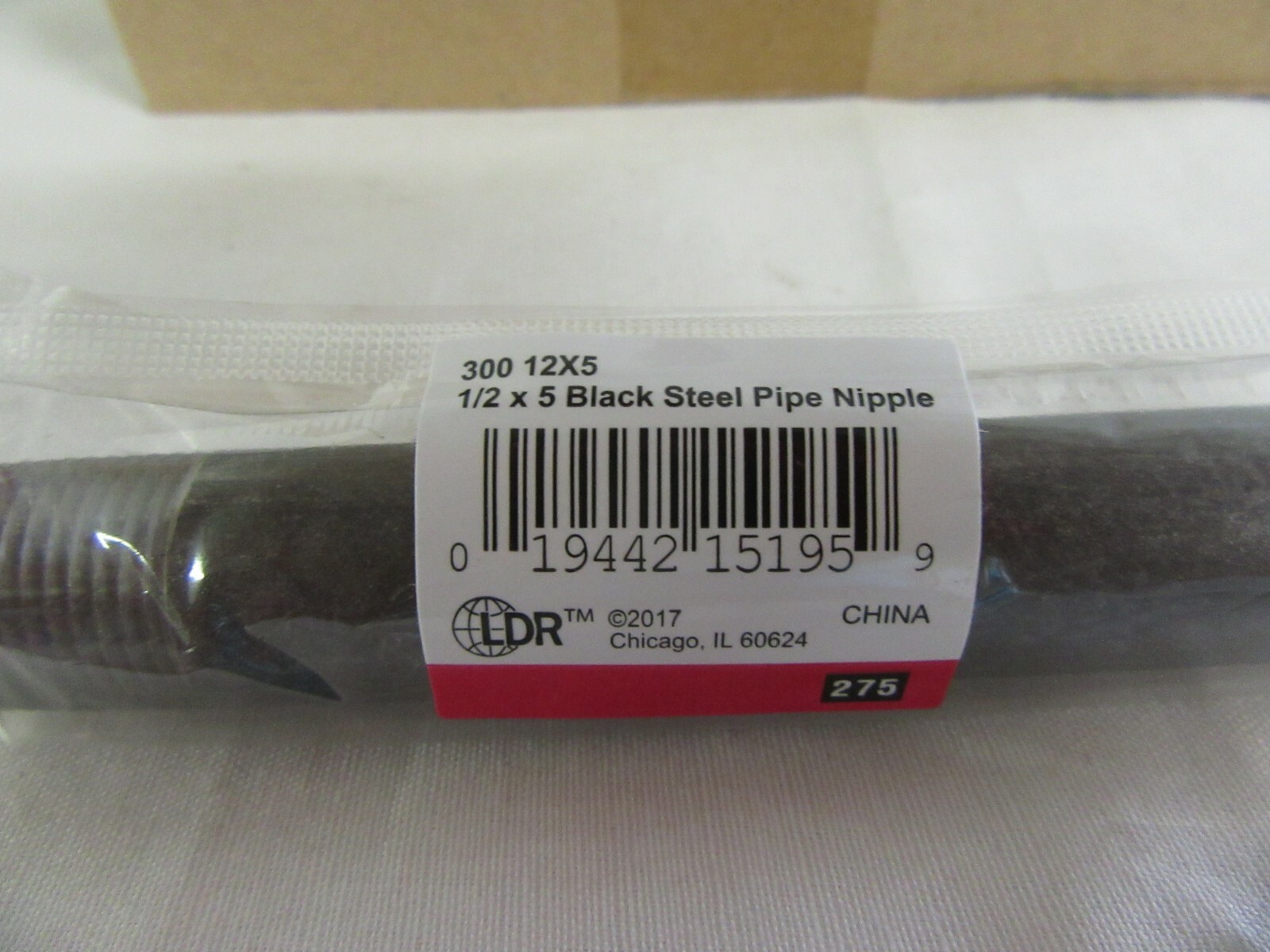 (Box of 15) LDR 300 12X5 BLACK Pipe Nipple 1/2″ X 5″