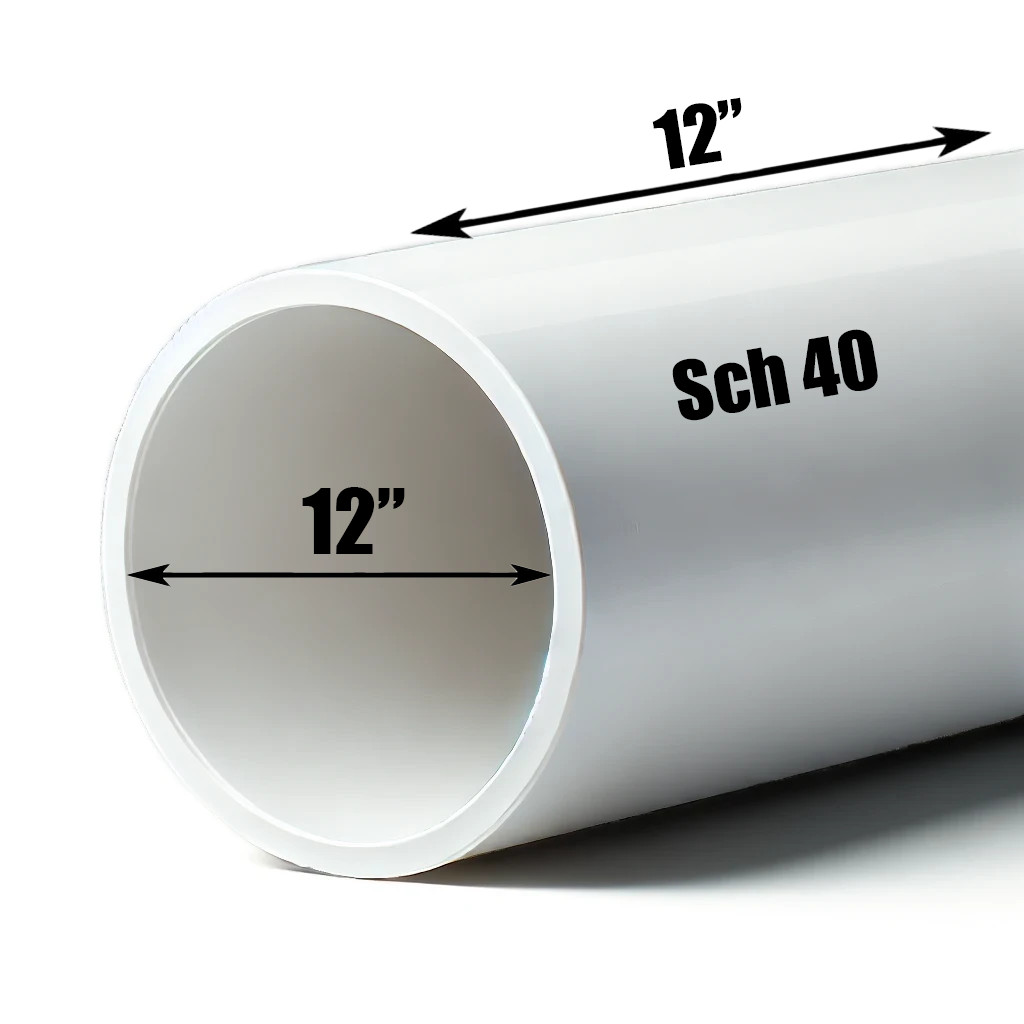 12″ PVC Pipe | Schedule 40 | Custom Cut Lengths 12″-96″ | Culvert & Plumbing