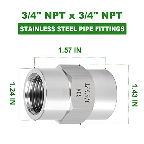 2PCS Forging of 304 Stainless Steel Pipe Fitting, Coupling, 2PCS 3/4″ Style 2