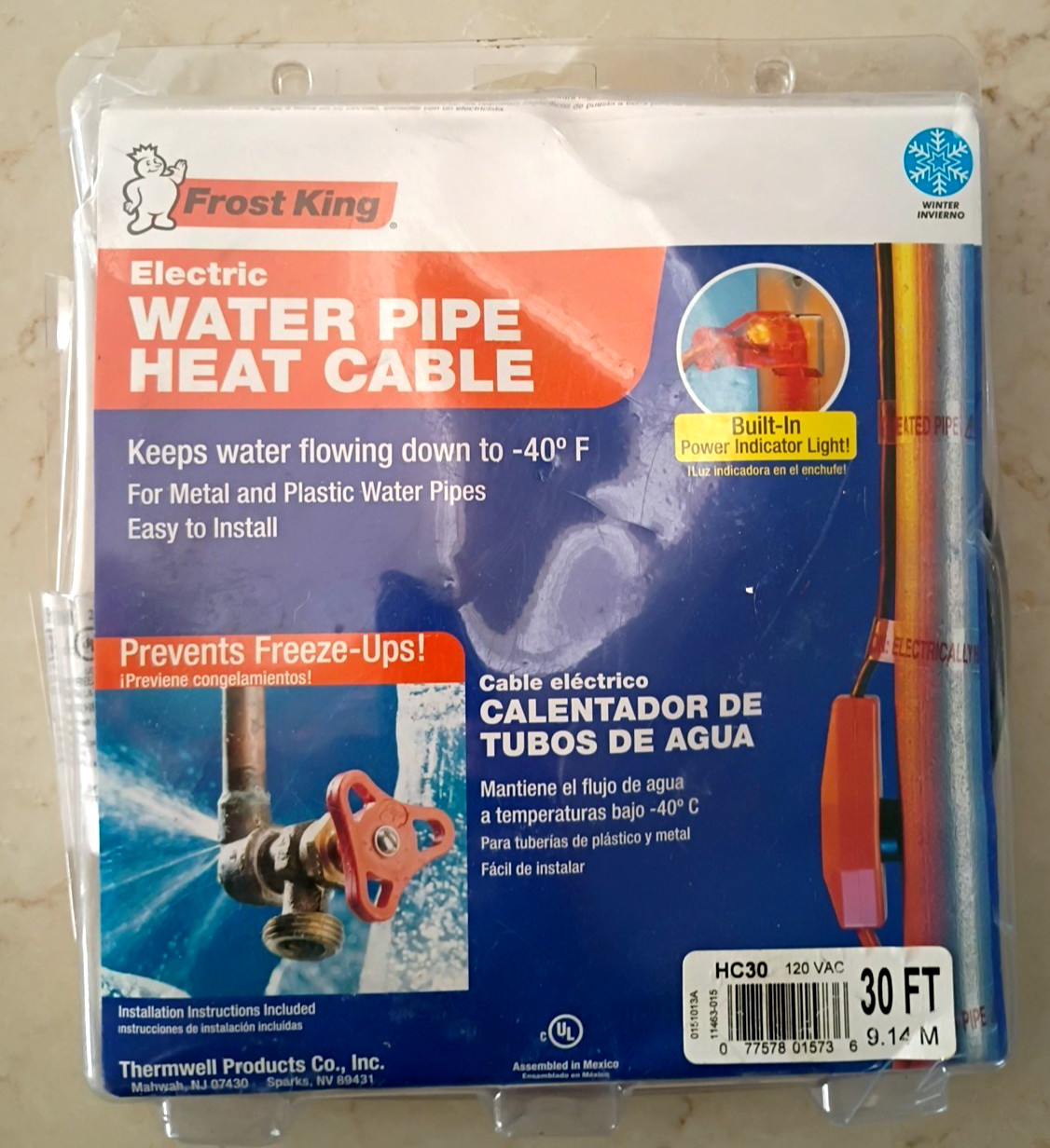 Frost King HC30A 30 ft. Water Pipe Automatic Electric Heat Cable Kit Accessory