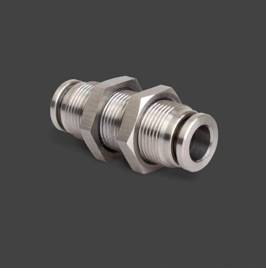 Nickel Plated / Stainless Steel Pneumatic PM Bulkhead Connector Push-in Fitting