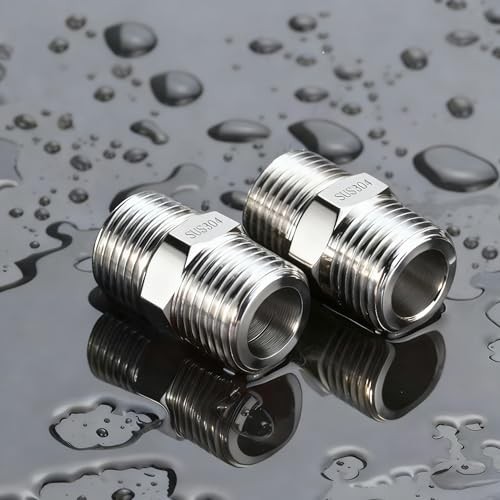 3/8″ Male to 3/8″ Male NPT Hex Nipple Pipe Fittings, 2 3/8″ Male x 3/8″ Male