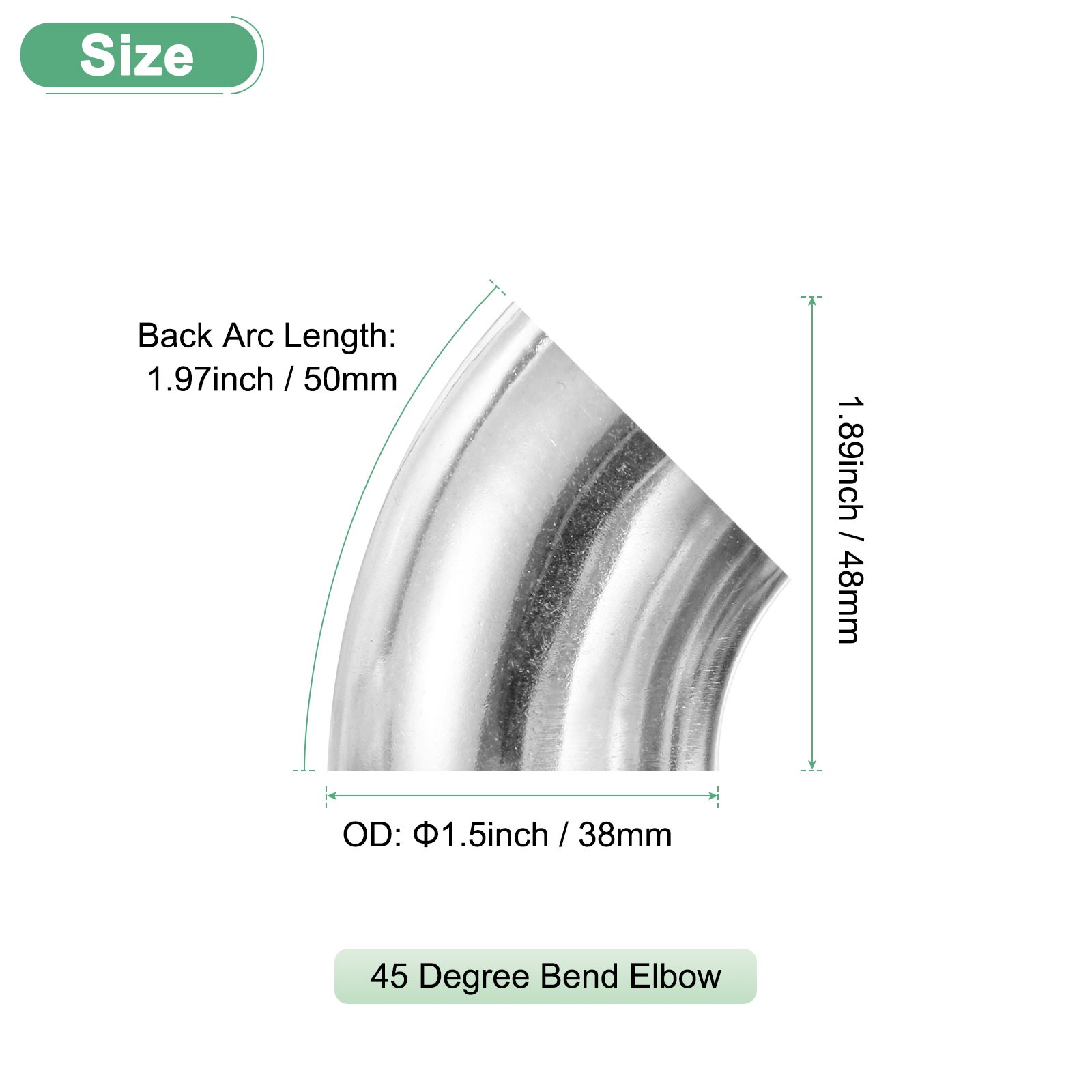 4-Pack OD 1.5 Inch 45 Degree Mandrel Bend Elbow, Thicken 1.5 mm Height 48 mm