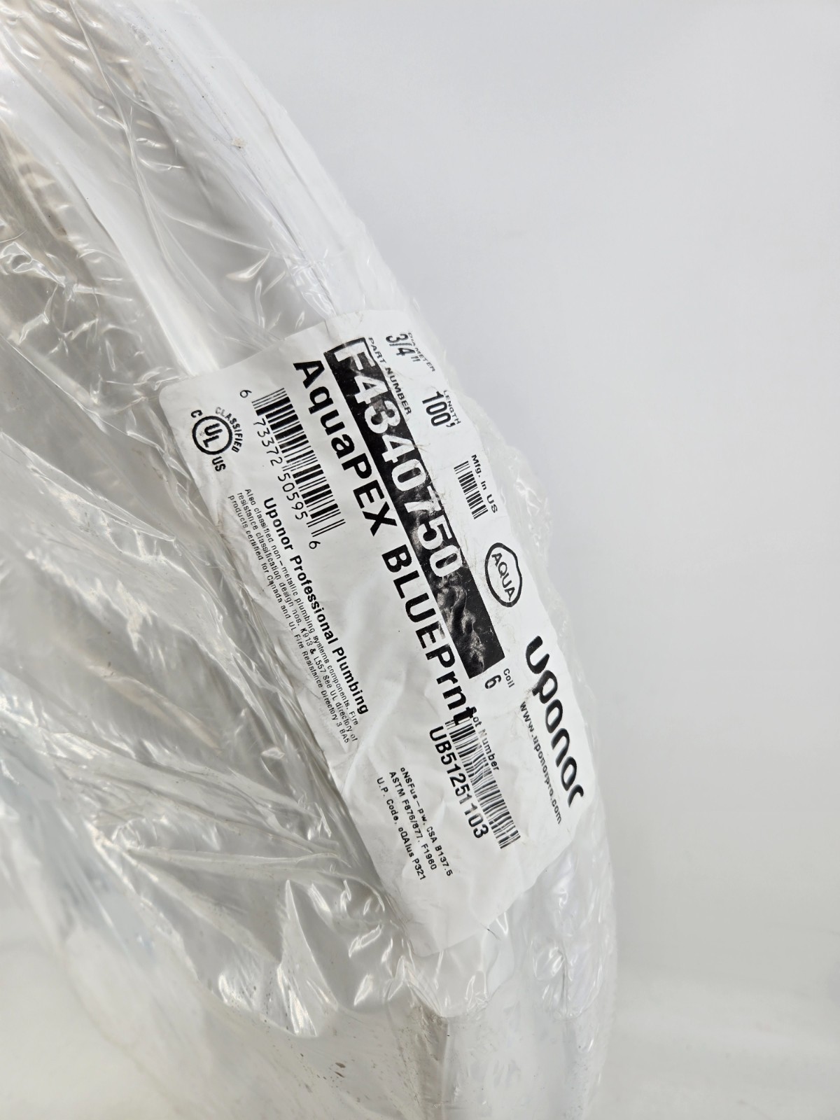 Uponor AquaPEX PEX-A Expansion Pipe 3/4 in x 100 ft White F4240750