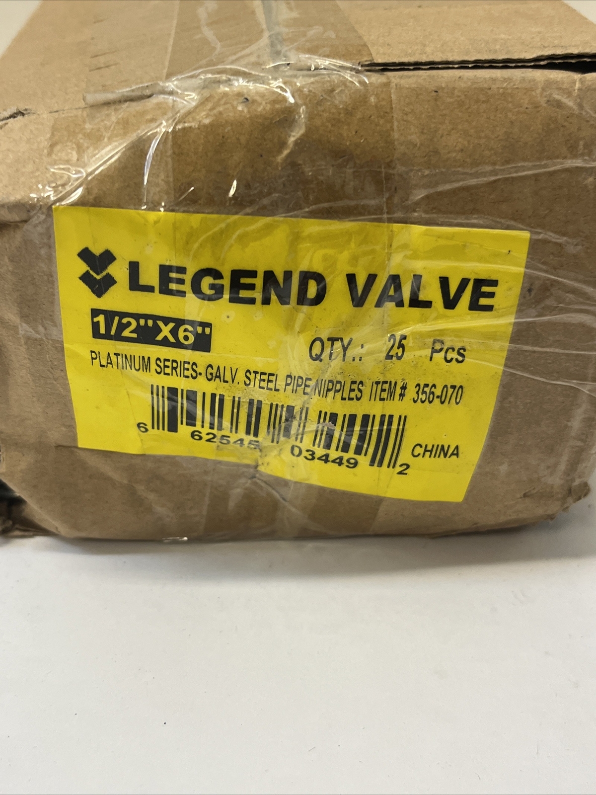 Qty:25 Legend Valve 356-070 Platinum Series Galv. Steel Pipe Nipples 1/2″ x 6″